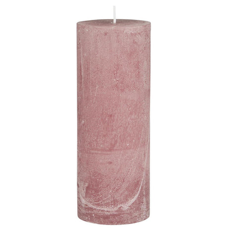 Rustikt bloklys rosa malva 18 cm højt fra Ib Laursen