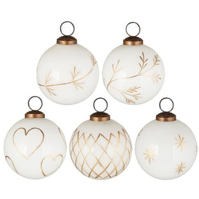 Ib Laursen sæt med hvide julekugler 7,6 i dia