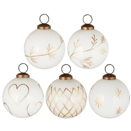 Ib Laursen sæt med hvide julekugler 7,6 i dia