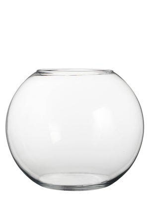 Glasbowle i klart glas 28 cm høj 34 cm i dia