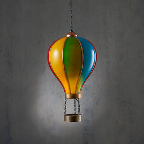 Luftballon med led-lys og solceller til havedekoration