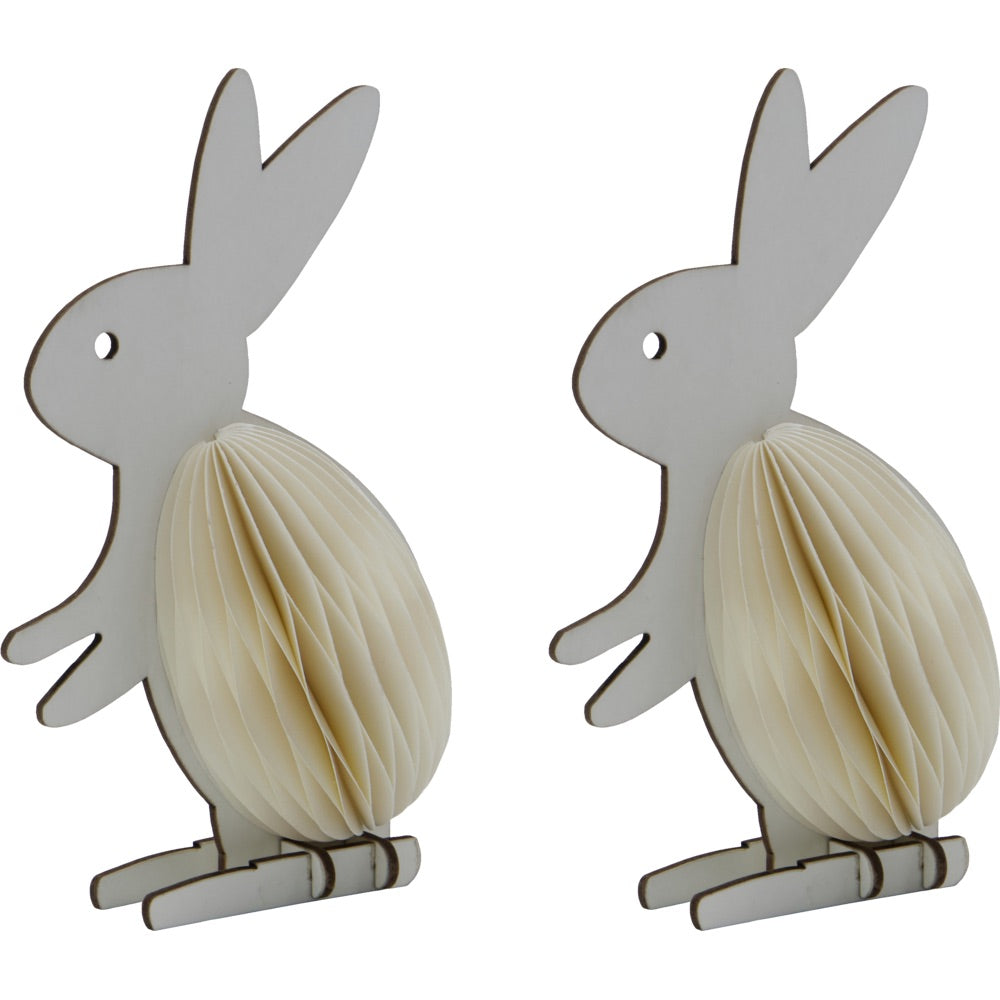 To stående påskeharer i offwhite med honeycomb maver