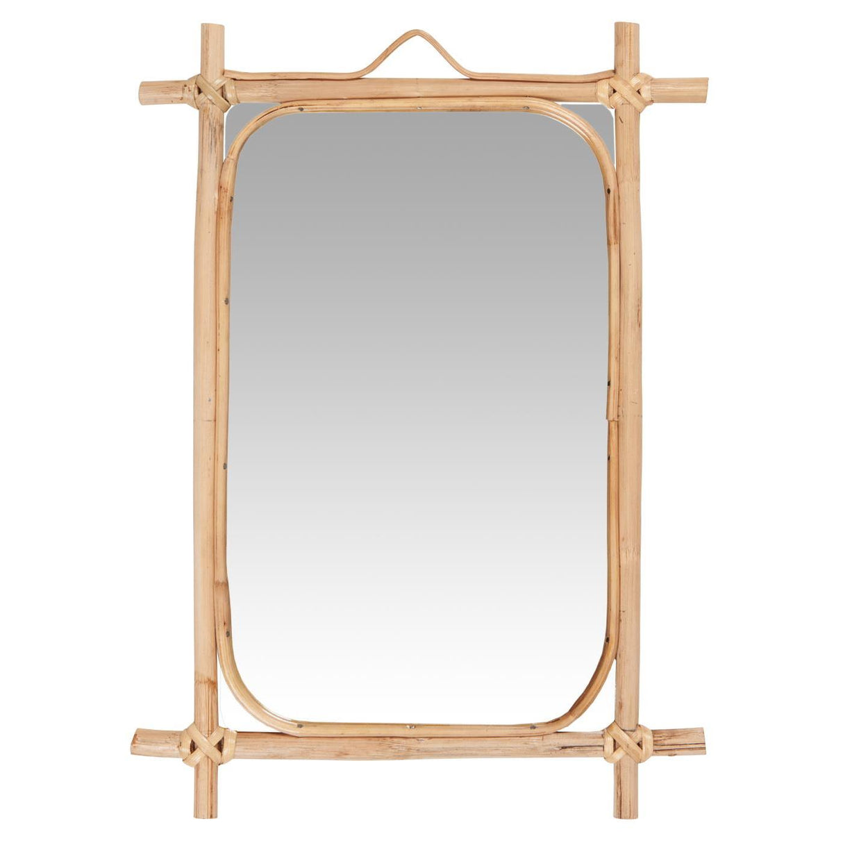 Spejl med bambuskant og svungen top fra Ib Laursen