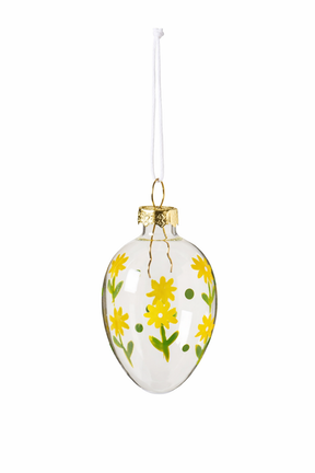 Påskeæg i glas med gule blomster