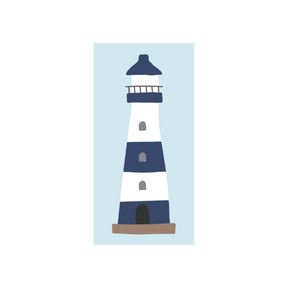 Papirserviet blå med blåt/hvidt fyrtårn fra Ib Laursen