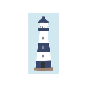 Papirserviet blå med blåt/hvidt fyrtårn fra Ib Laursen