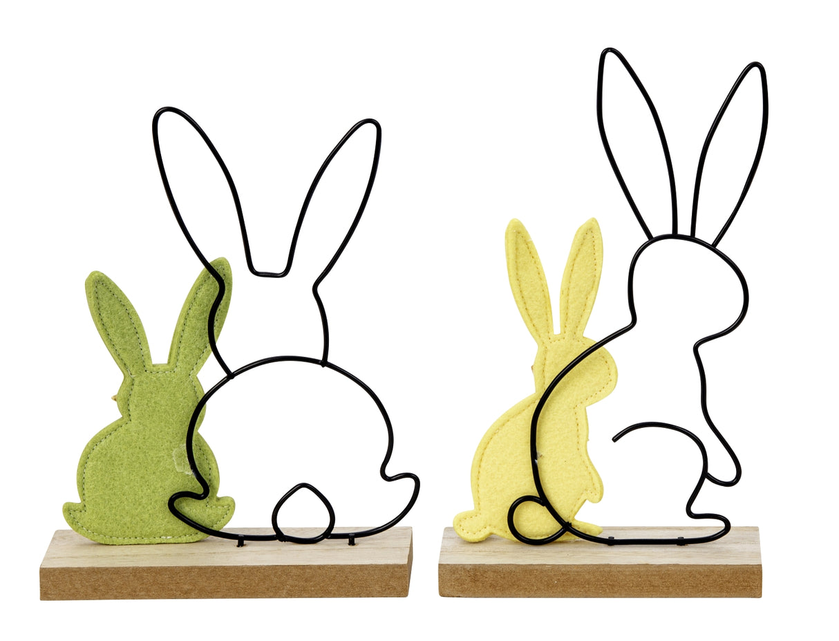 Påskehare i filt med haresilhuet set bag fra