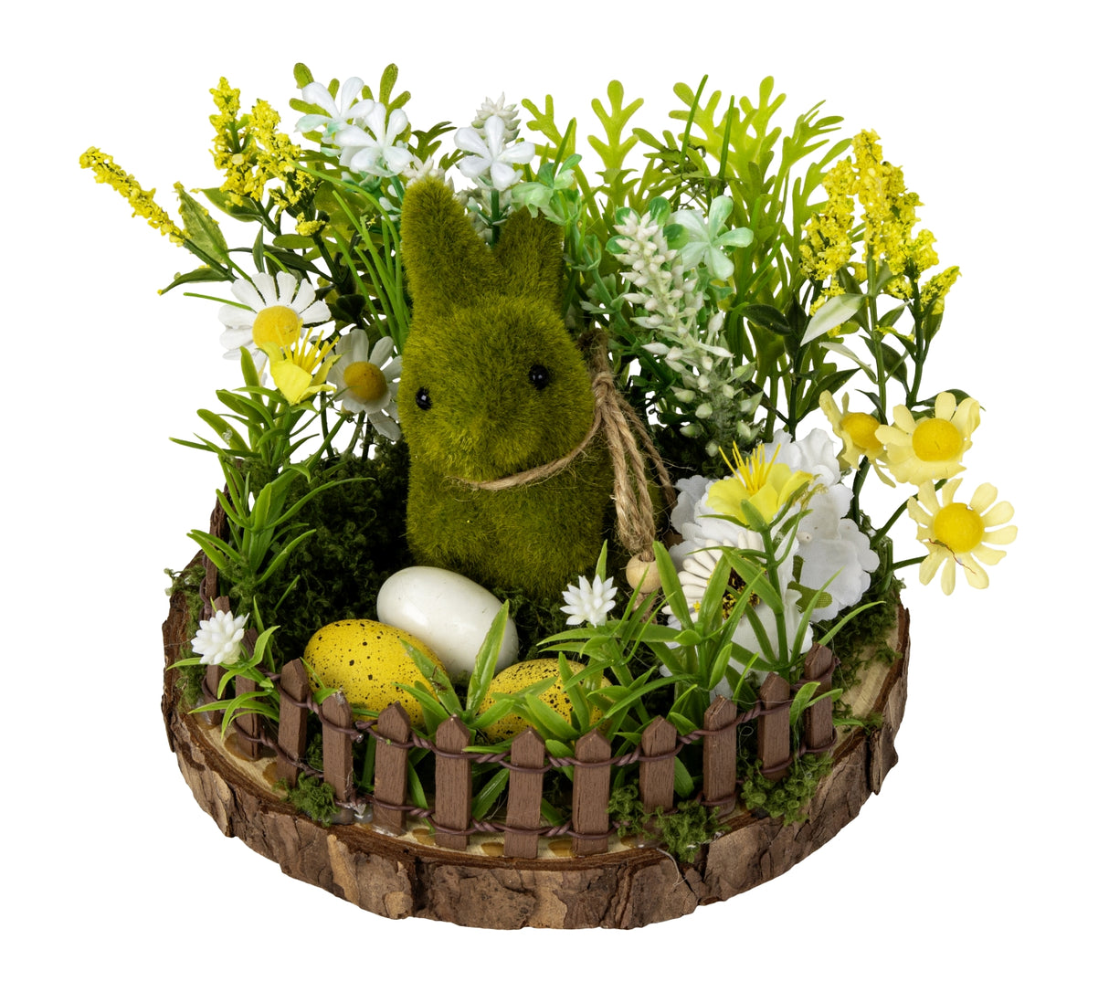 Påskedekoration med påskehare og æg