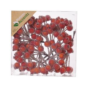Orange frosted Berries 12mm on Wire in Box