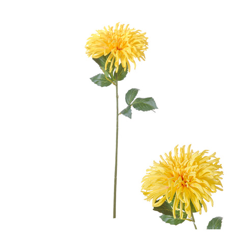 Gul kunstig krysantemum stilk 62 cm lang