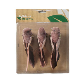 Chippie fugle med klips i rosa 3-pak til dekoration