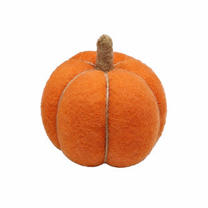 Orange græskar i filtet uld 15 cm til efterårsdekoration
