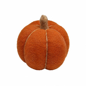 Mørkeorange græskar i filtet uld 15 cm til efterårsdekoration