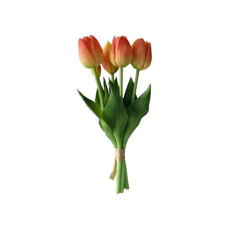 Orangegul buket med tulipaner 5 stilke 26 cm lange