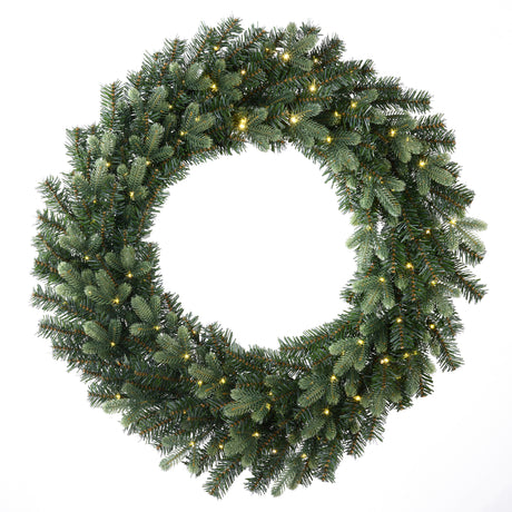 Bergen grankrans med 100 LED-lys 80 cm i dia