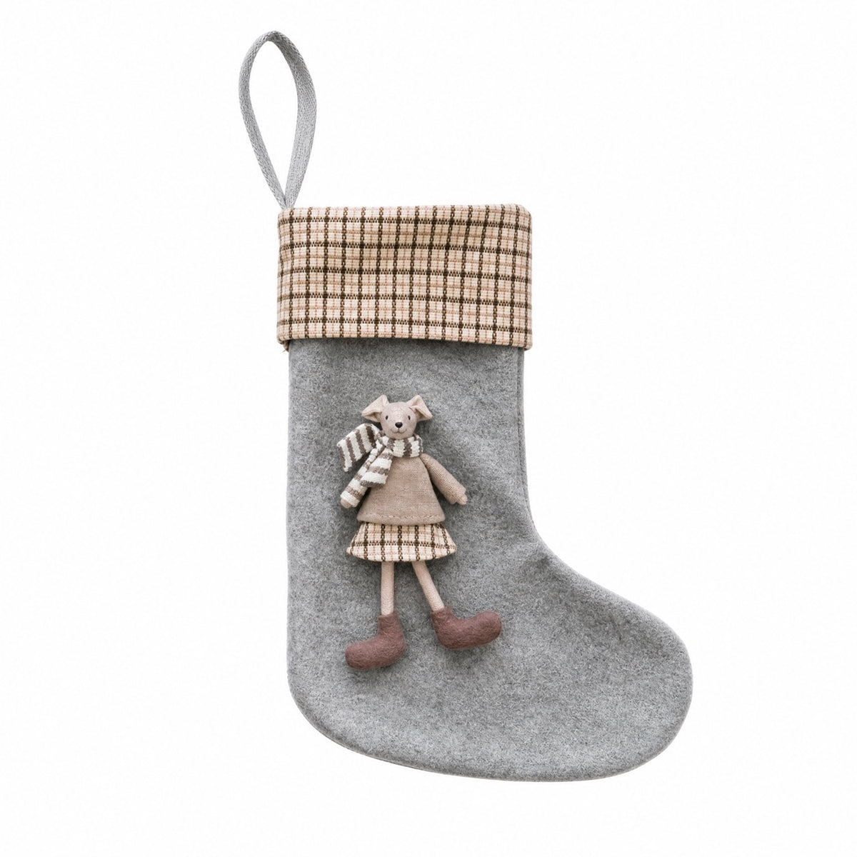 Grå julesok med mus