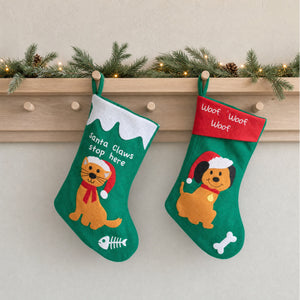 Julesok grøn med kat eller hund