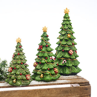 Juletræ med julepynt 34 cm højt i polyresin fra Pobra