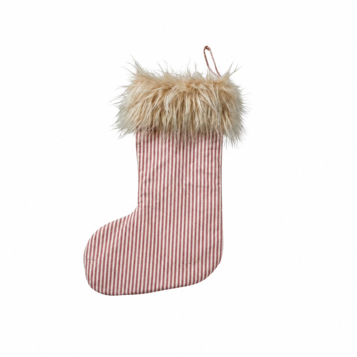 Stribet julesok med kunstig pelskant