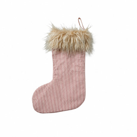 Stribet julesok med kunstig pelskant