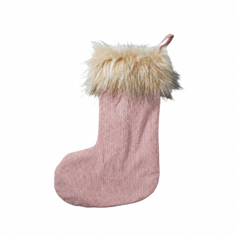 Stribet julesok med kunstig pelskant