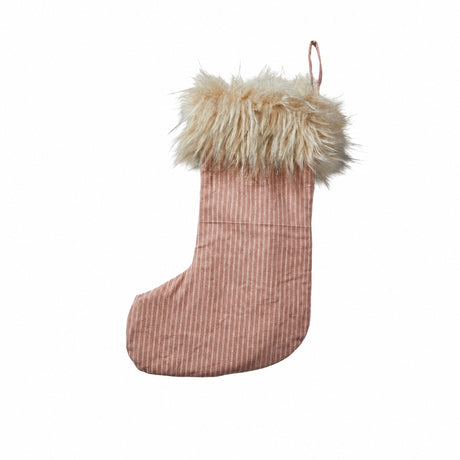 Stribet julesok med kunstig pelskant