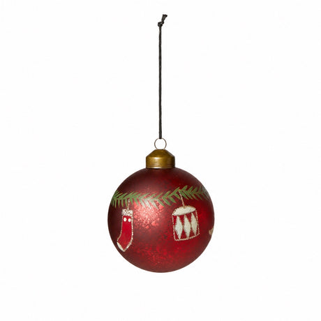 Julekugle med julemotiver rød
