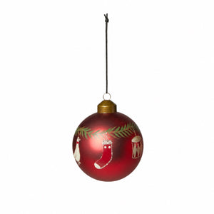 Julekugle med julemotiver rød