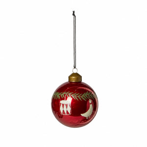 Julekugle med julemotiver rød