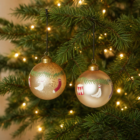 Julekugle med julemotiver guld
