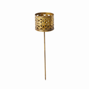 Lysholder til fyrfadslys med spyd guld