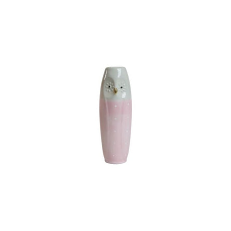 Vase Ugle 17 cm høj lys aqua & lyserød