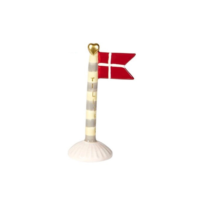 Flag med tillykke på flagstang 14 cm højt