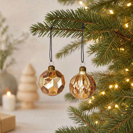 Julekugle med struktur brun/champagne/guld