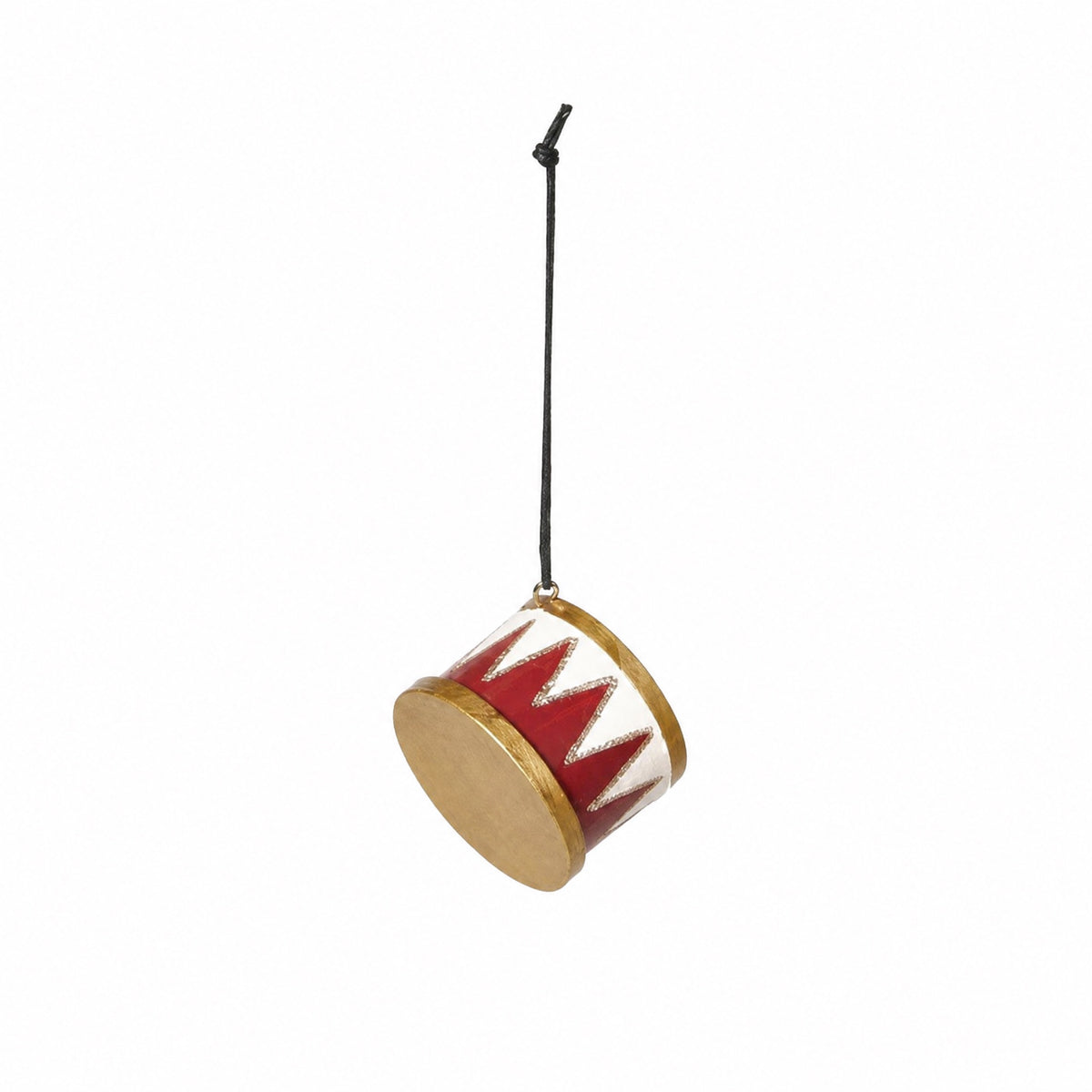 Tromme i træ 5 cm i dia rød hvid guld