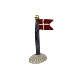 Flagstang med spidsflag 14 cm højt blå gul lyserød