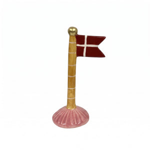 Flagstang med spidsflag 14 cm højt blå gul lyserød