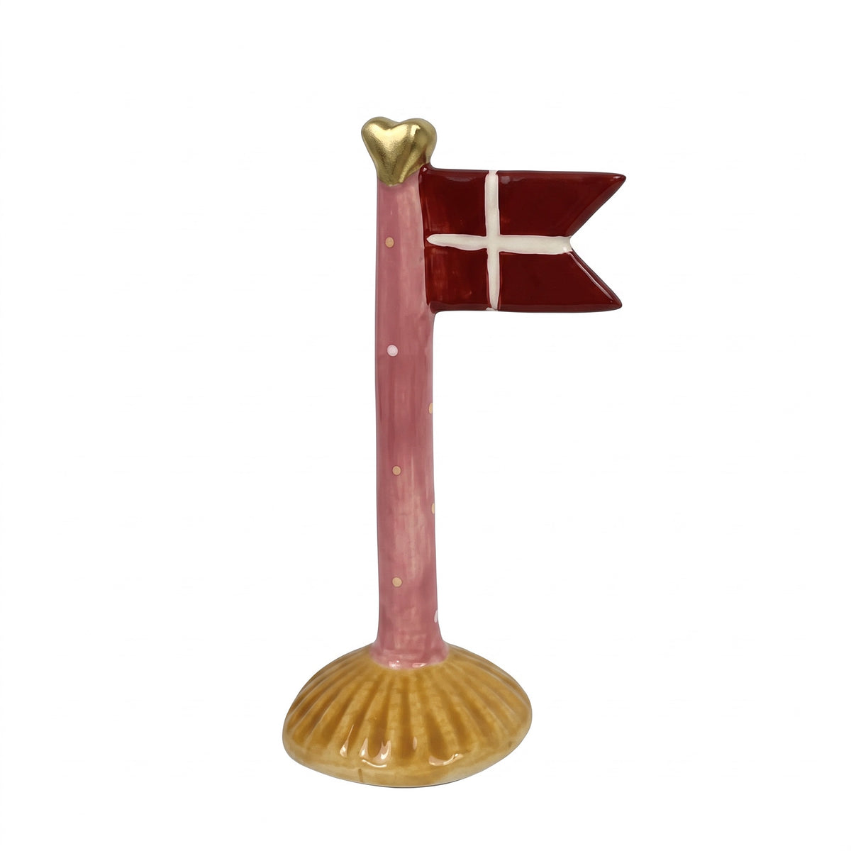 Flagstang med spidsflag 14 cm højt blå gul lyserød