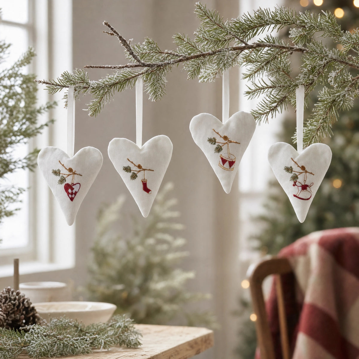 Hjerte med broderi hvidt