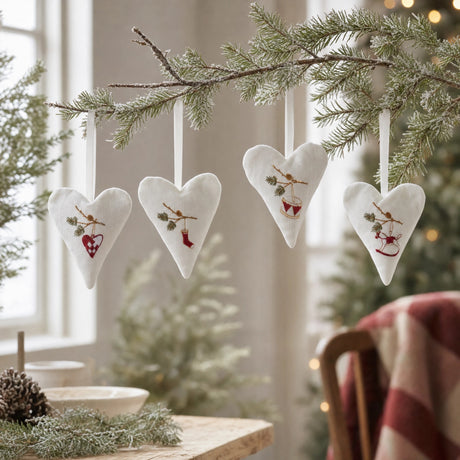 Hjerte med broderi hvidt