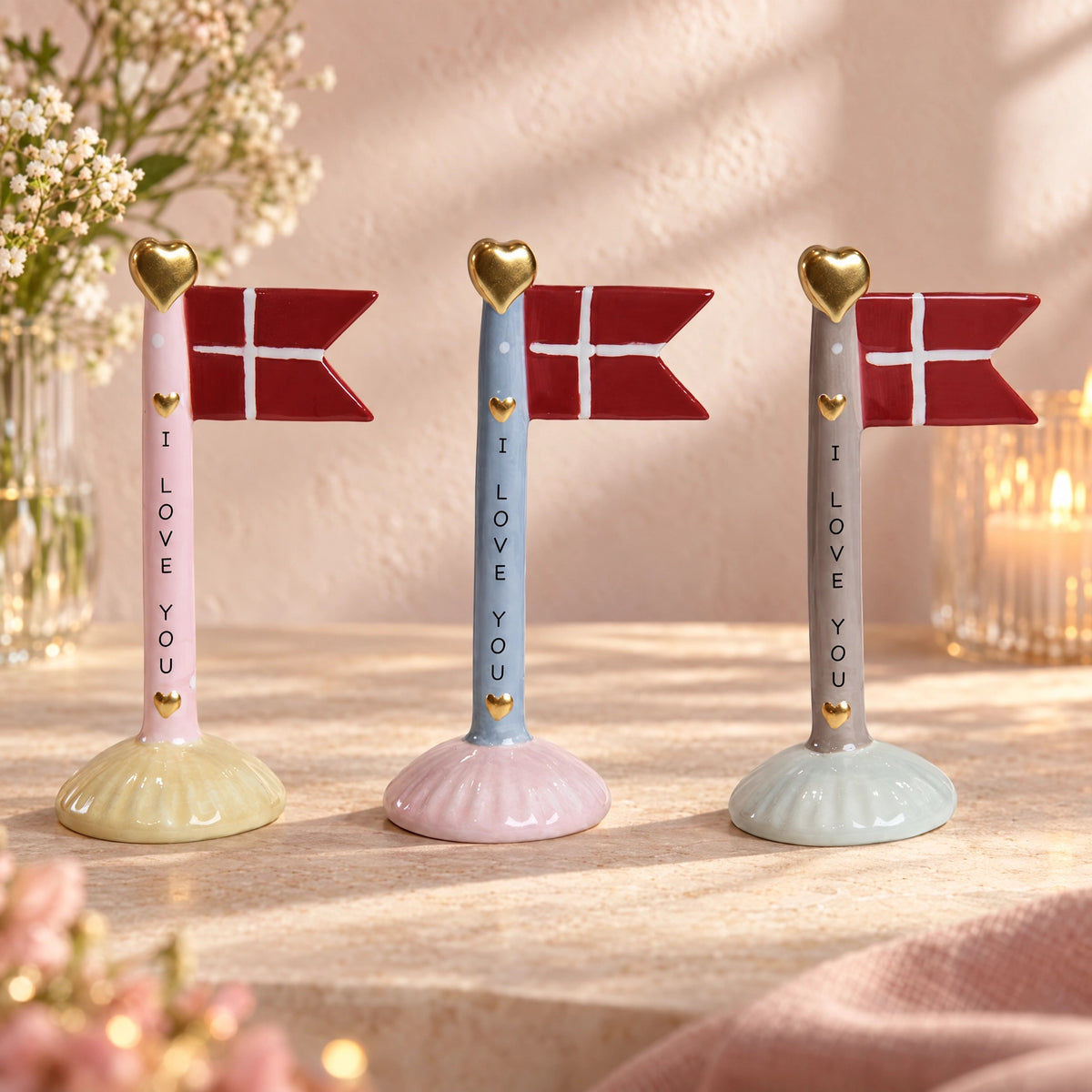 Flag i keramik med I love you