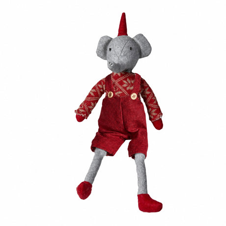 Elefant med rødt juletøj