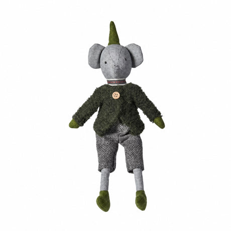 Elefant med grågrønne klæder