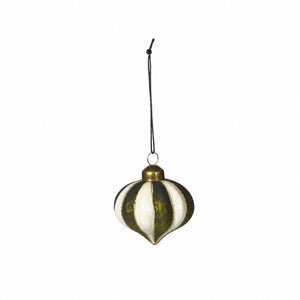 Julekugle Olivengrøn/offwhite 6 cm i dia