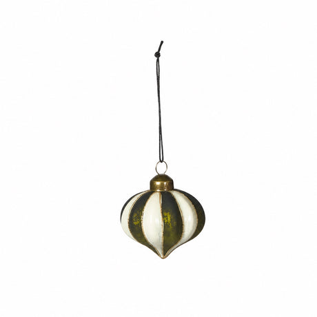 Julekugle Olivengrøn/offwhite 6 cm i dia