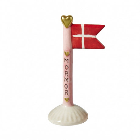 Flag i keramik mormor med lyserød flagstang