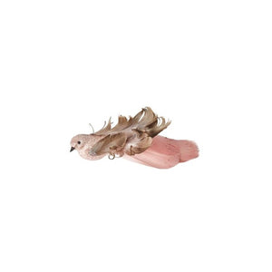 Fugl med klips rosa/hvide halefjer