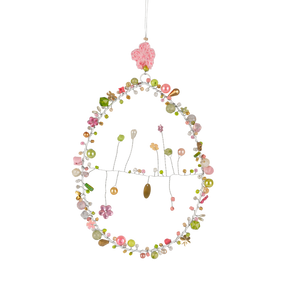 Påskeæg med perler 20 cm højt rosa