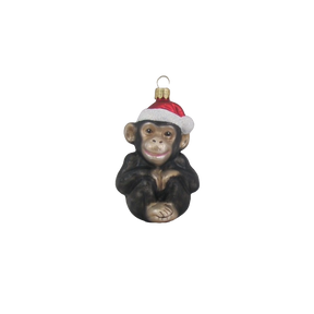 Julekugle Chimpanse med nissehue