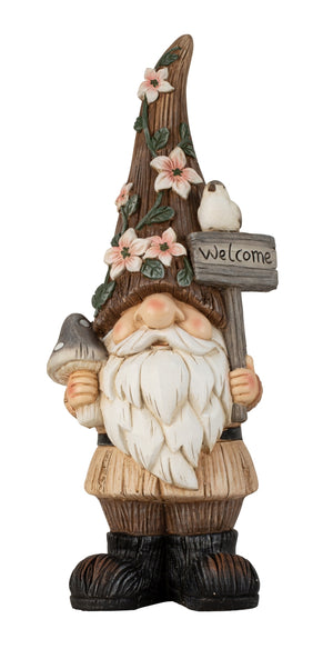 Havenisse med skilt til dekoration